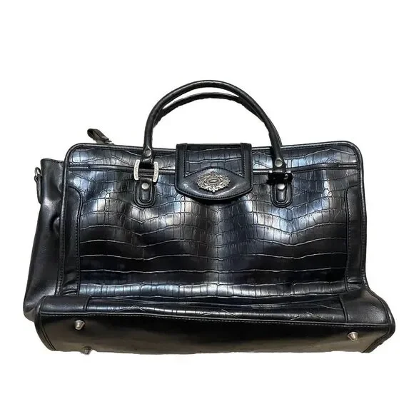 CROFT AND‎ BARROW TOTE BAG LAPTOP BAG PURSE BLACK FAUX LEATHER