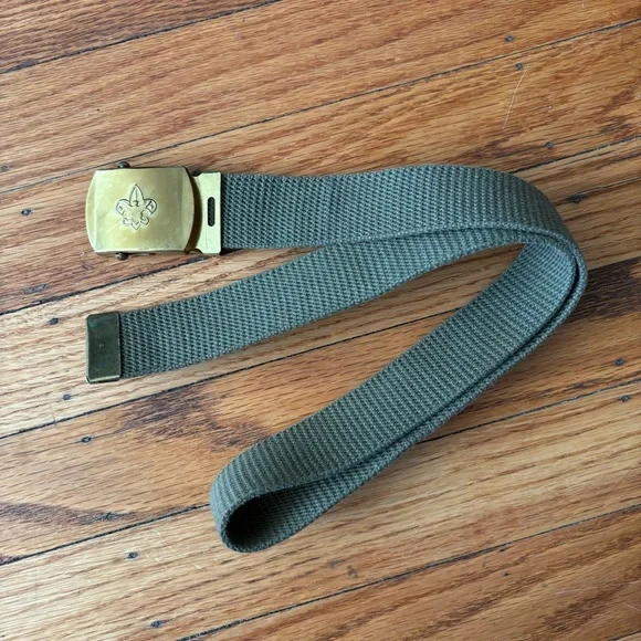 Boy Scouts Green Canvas Belt with Brass Buckle