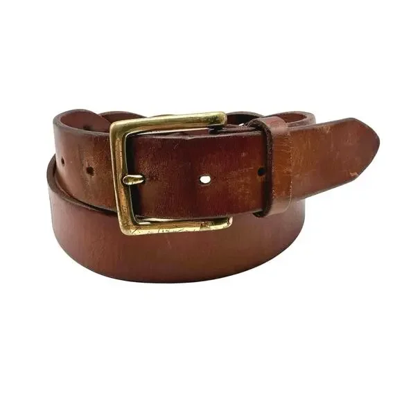 Polo Ralph Lauren | Men | Vintage Aged Thick Braided Leather Belt | Size 34