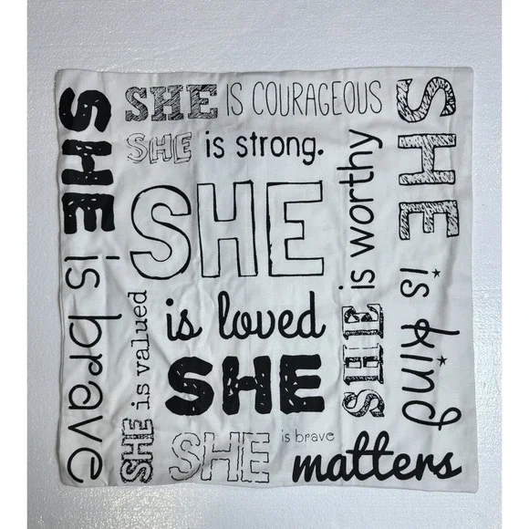 She Is Loved Pillow Case‎ White With Affirmations