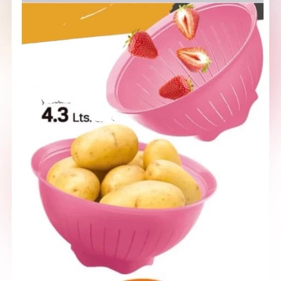 Tupperware Vintage 4.3 qt Colander Pink Color Set of 2