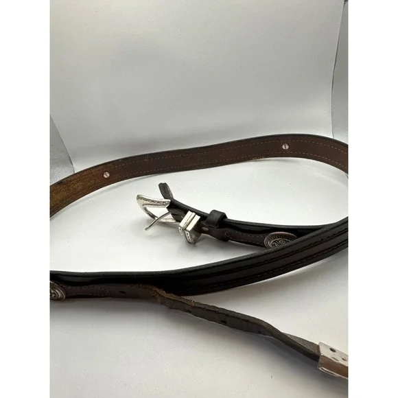 Vintage 1995 US Army Concho Leather Ranger Belt Brown 48 inches in length