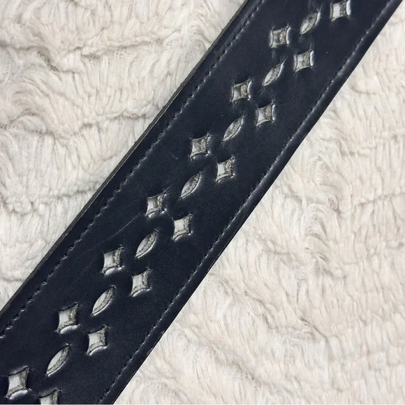 Hickok Black Cowhide Leather Diamond Perforated adjustable Belt   38