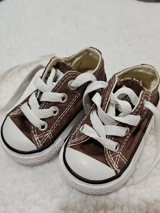 Converse Kids Brown Canvas Sneakers with White Laces