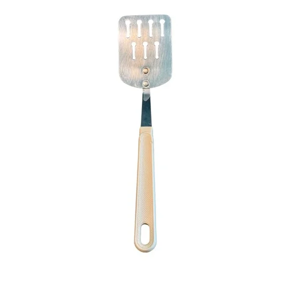 Vintage Ekco Slotted Spatula Chromium Plated Off White‎ Plastic Handle USA Made