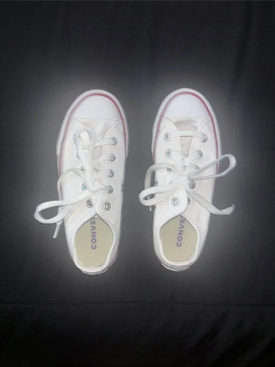 Converse Kids White Low-Top Sneakers with Red Trim