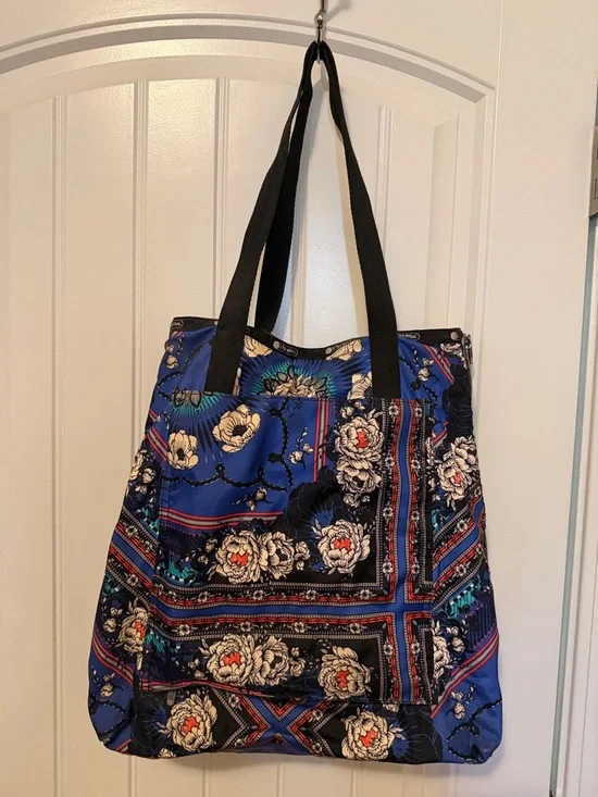 Lesportsac Blue Floral Print Tote with Black‎ Straps