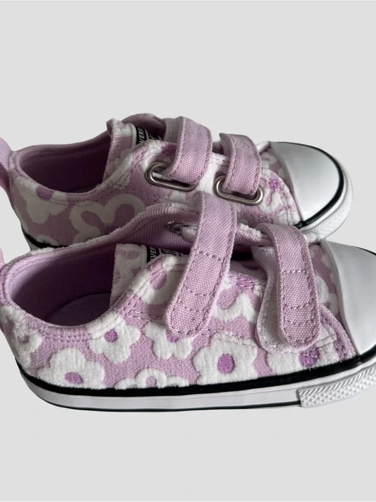 Converse Kids Lilac and White Floral Canvas Sneakers