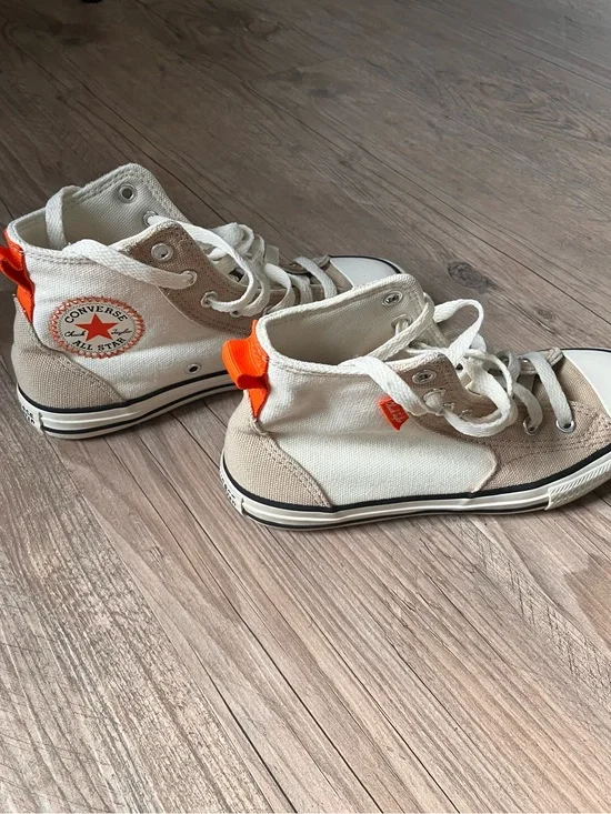 Converse Kids High-Top Sneakers in Beige with White Trim