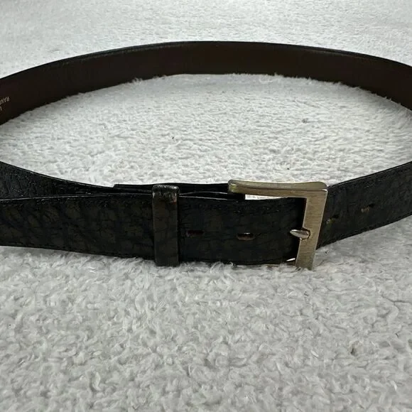 Buxton Genuine Leather Textured‎ Belt Men 36 Brown Imported Rangoon Buffalo 2390