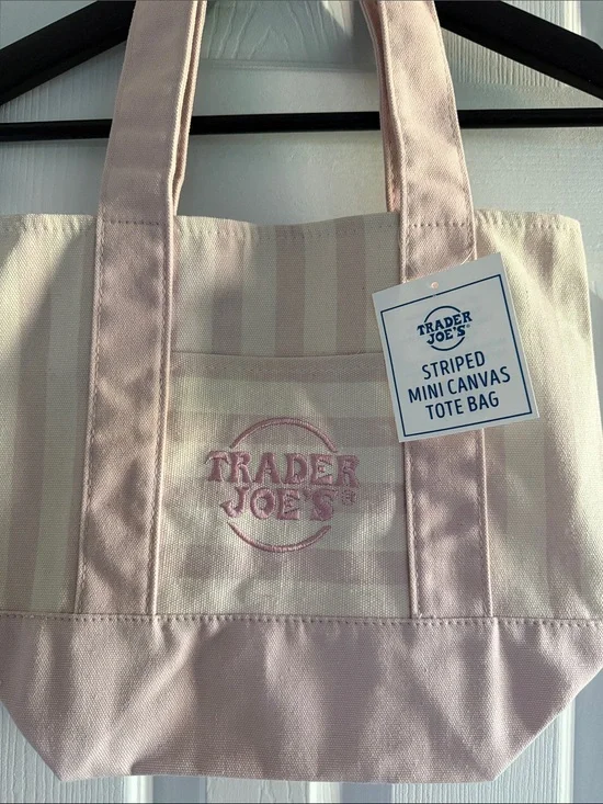 Trader Joe’s Mini Striped Tote Bag in Pink Limited Editio