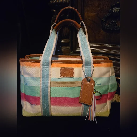 Coach Hampton Sm Tote Multi Color Stripe #10025