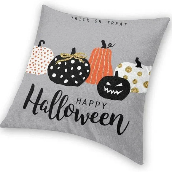HAPPY HALLOWEEN Pumpkin Trick or Treat Pillow Cover | Size 18