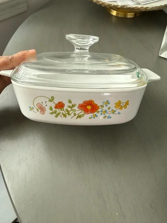 Vintage Corning Ware A-1-B Wildflower 1 Quart Casserole Dish w/ Glass Pyrex Lid