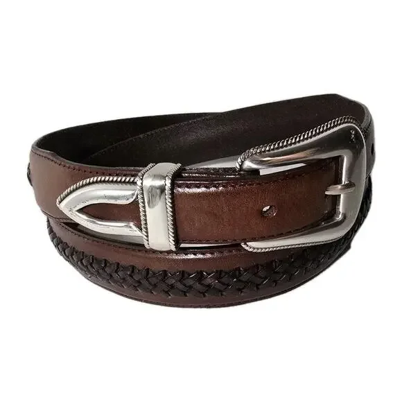 TONY LAMA MEN'S Belt Top Woven LEATHER WESTERN Style #9158L Size 44”