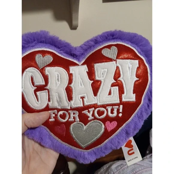 Kipp Brothers Purple Faux Fur Heart Plush Pillow Crazy For You Red Metallic 2018