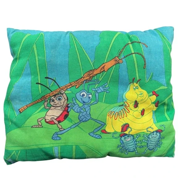 Disney A Bug's Life Throw Pillow Green Blue Vintage Movie Character Decor Flik