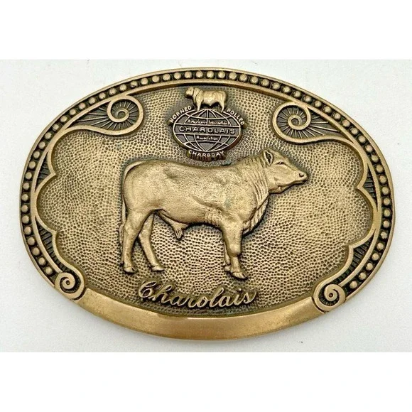 TONY LAMA Charolais Bull Cow Sire Belt Buckle Cattle Breed Series FIRST Edition