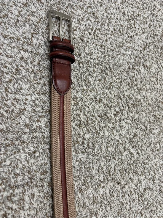 PGA brown leather woven belt