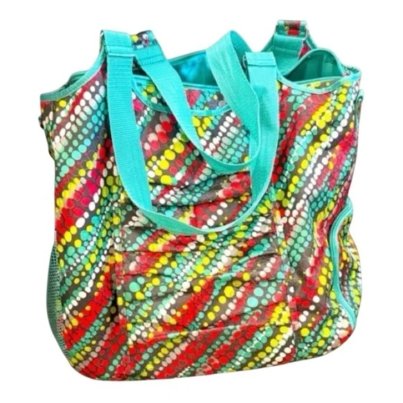 Polka Dot Women's Tote Bag Thirty one 31 gym bag workout shoe compartment teal