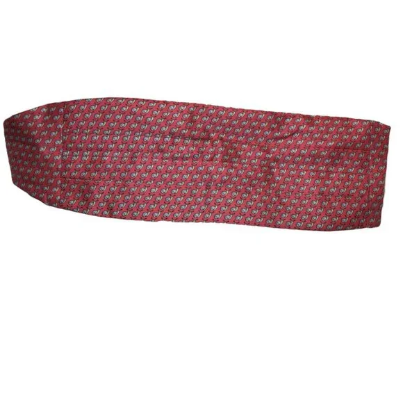 VIneyard Vines 100% SILK pink green snail print cummerbund