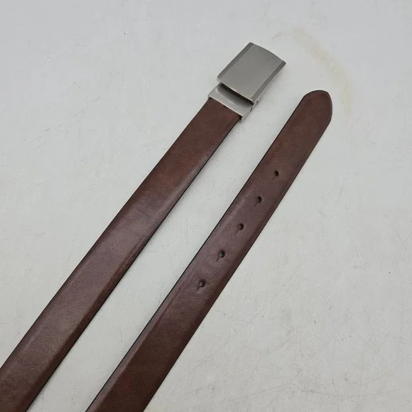 Structure Belt Brown Black Reversible Syn Leather Dress Mens 36 Gunmetal Buckle