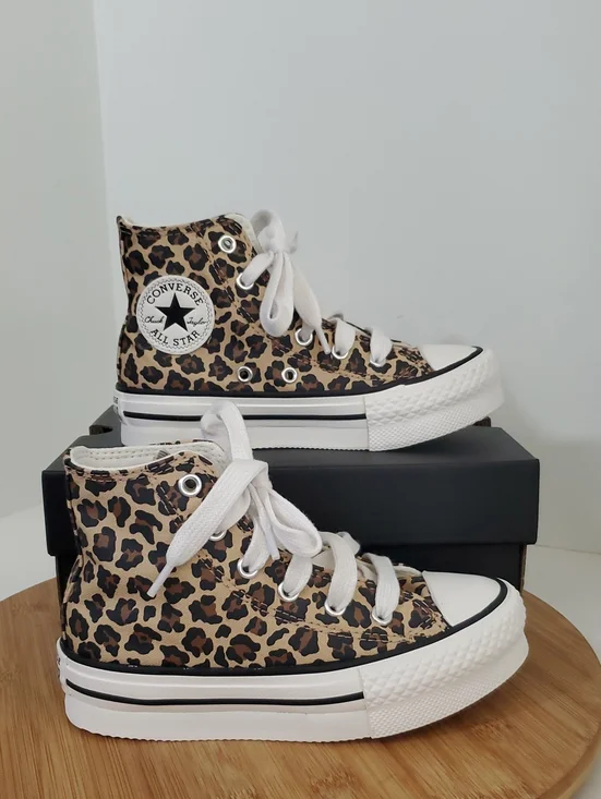 Converse CTAS Eva Toddler Platform Hi Top Sneakers Leopard Print Size 12 NIB