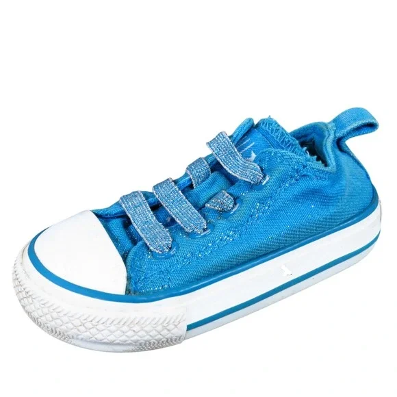 Converse Chuck‎ Taylor All Star Glitter Girls Casual Shoe Size T5 Blue Fabric