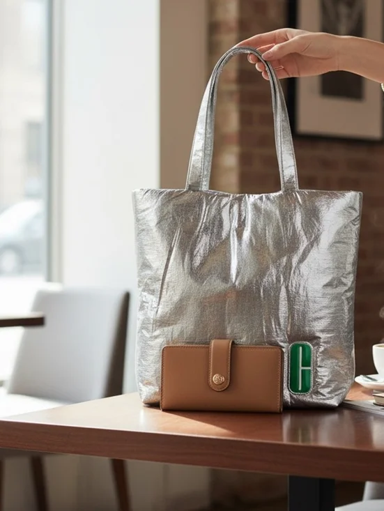 Clinique Silver & Green Limited Edition Tote Bag