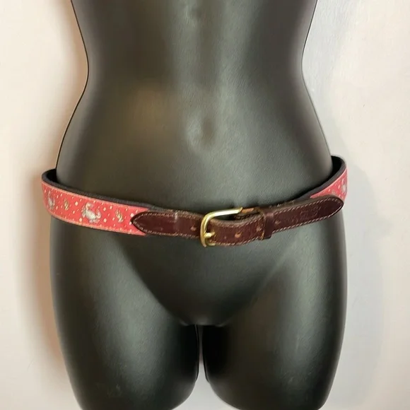 Vineyard Vines Pink Leather Tip Underwater Crab Belt size 30