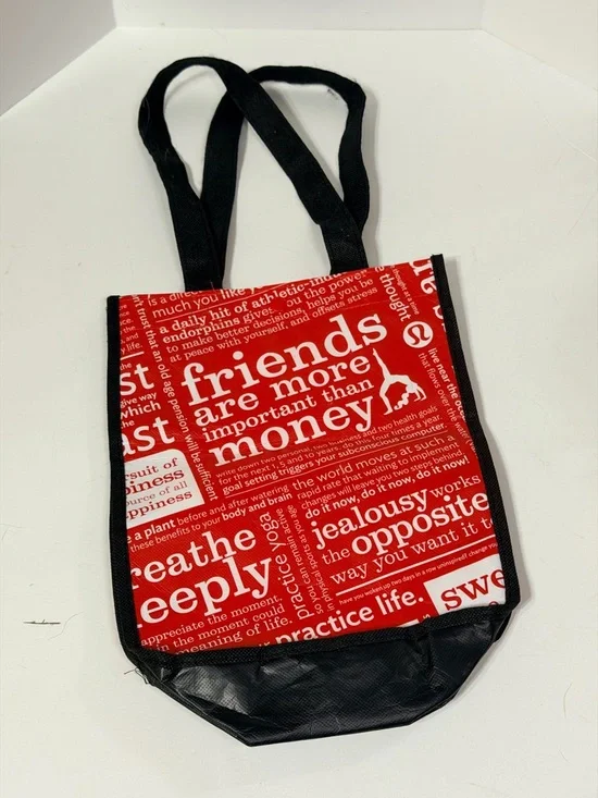 lululemon athletica Red and Black Text-Print Tote‎