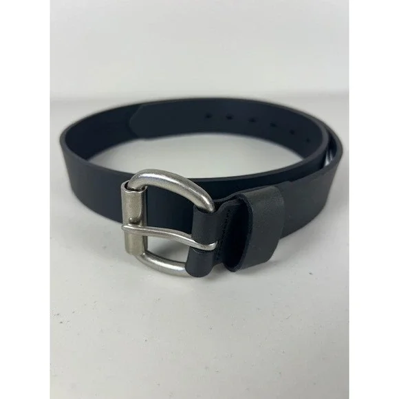 RedHead Mens Black Genuine Buffalo‎ Leather Belt Silver Buckle Size 34 NWT