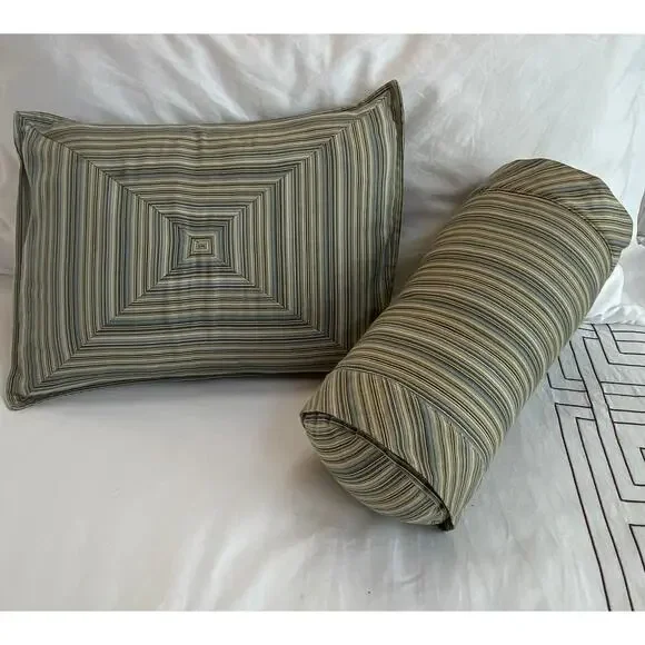 Peacock Alley Pair of‎ Striped Throw Pillows, One Feather