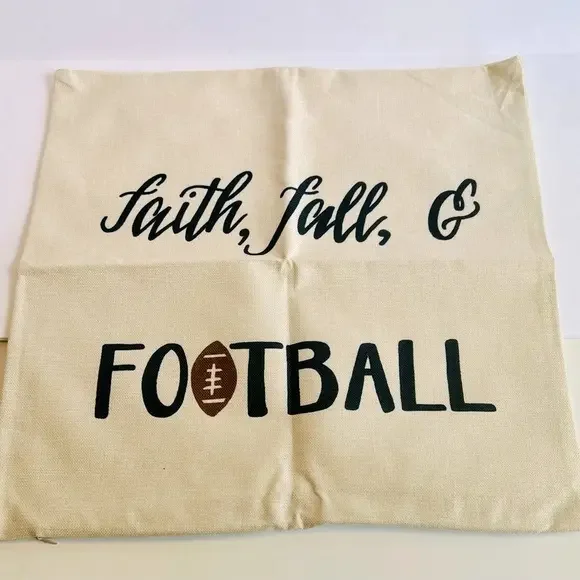 Faith, Fall, & Football‎ 17x17 pillow cover.