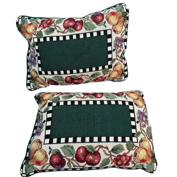 Tapestry Accent Throw Pillows Fruit Floral Fall Decorative Retro Cozy (Pair) #2