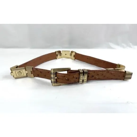 Marco Colluccii Brown Leather Greek Glam Western Cowgirl Gold Hardware Size 32