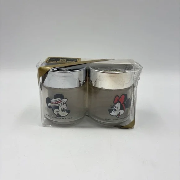 Vintage Disney Mickey Minnie Walt Disney World Gift Of Glass Salt Pepper Shakers