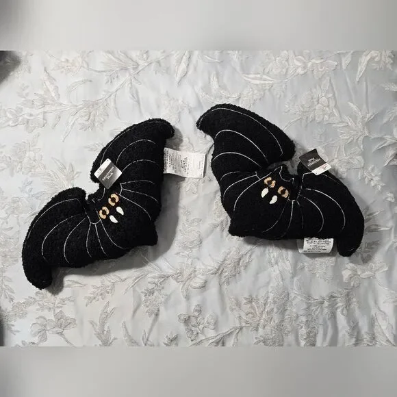 Bundle of two Decorative Halloween Boucle Bat Pillow, 22