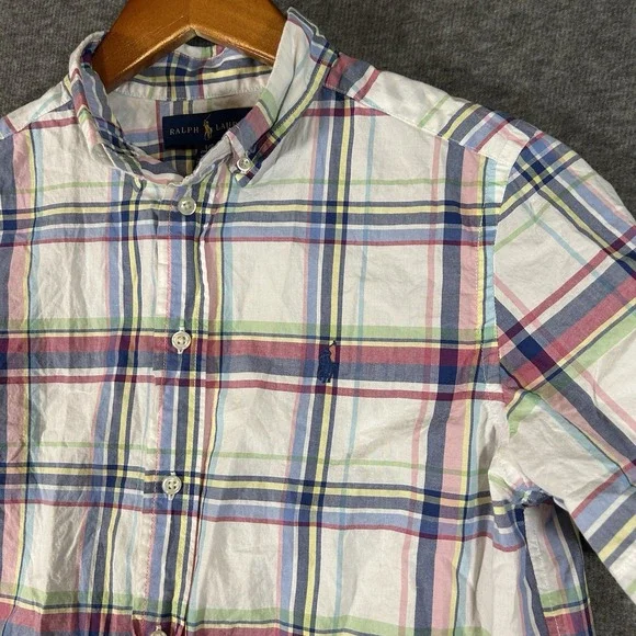 Ralph Lauren Boys L (14-16) Button Down‎ Shirt Multi Plaid Cotton