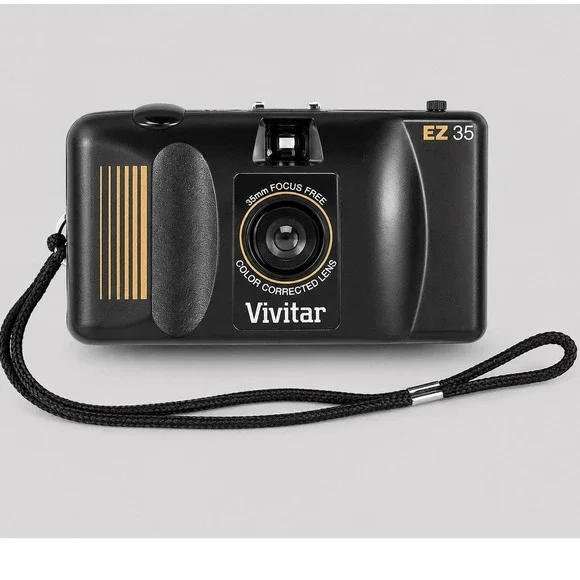 Vivitar EZ 35 Vintage 35mm Point & Shoot Film Camera Focus Free Strap Black
