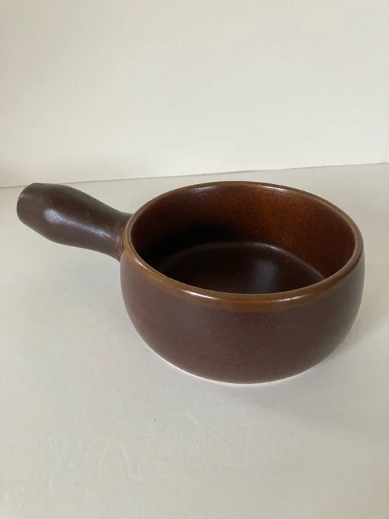 Brown Stoneware Saucepan with Handle