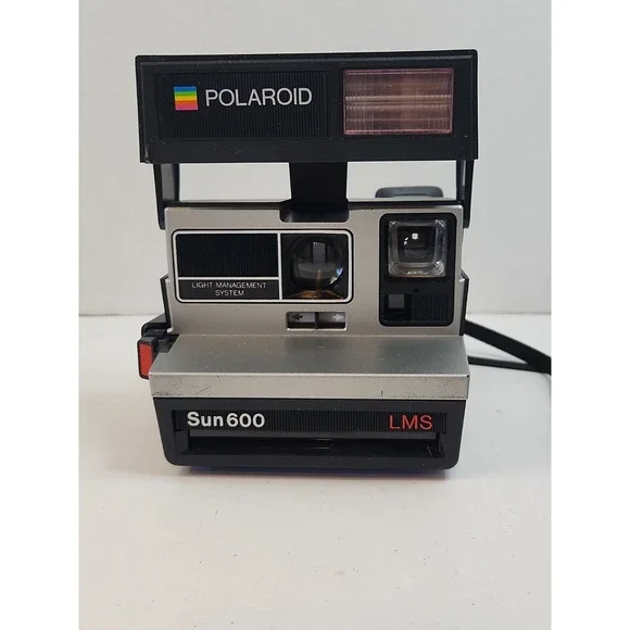 Polaroid Sun 600 LMS Instant Film Camera Black Silver Untested For Parts Repair