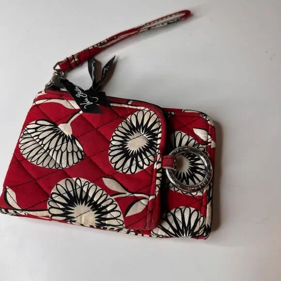 Vera Bradley Red DECO DAISY DOUBLE ID WRISTLET Wallet School College Travel
