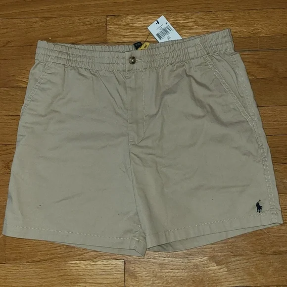 Ralph Lauren Boys Beige Flat Front Cotton Shorts