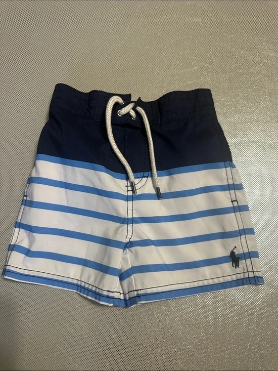 Ralph Lauren Navy & White Striped Swim Shorts