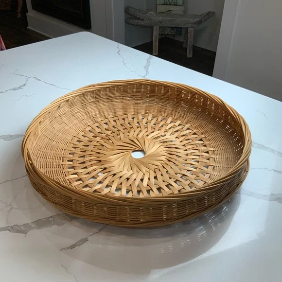 Vintage Hand-Woven Wicker Straw Basket | 14