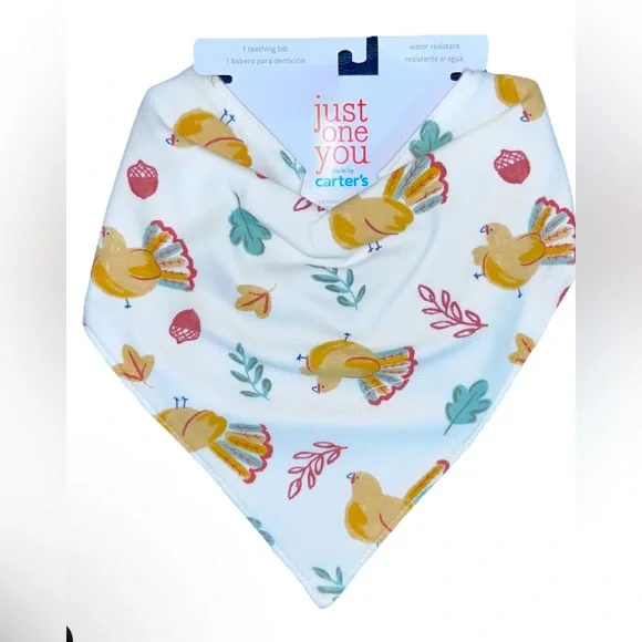 NWT ~ NEW Carter's Bird Print Bandana‎ Teething Bib - Water Resistant