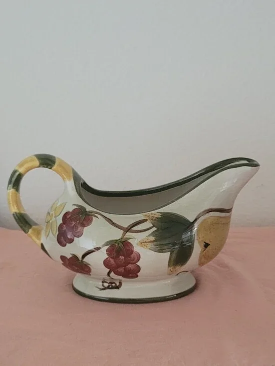Tabletops Lifestyles Fruit Medley Handpainted Gravy Boat Vintage
