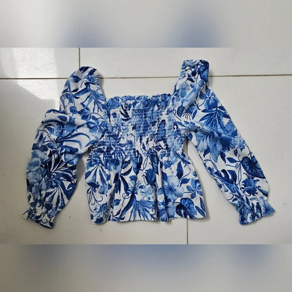 NWT Toddler Ralph Lauren Blue Floral  Smocked‎ Top Spring Summer