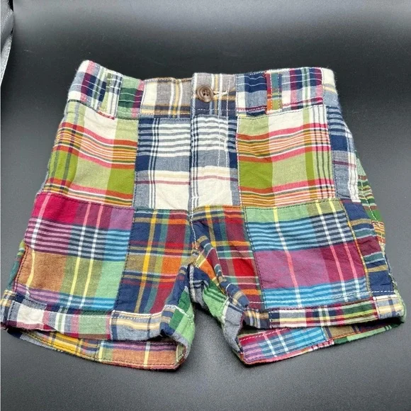Ralph Lauren Baby Boys 6M Madras Plaid Shorts Multicolor Cotton Pull-On